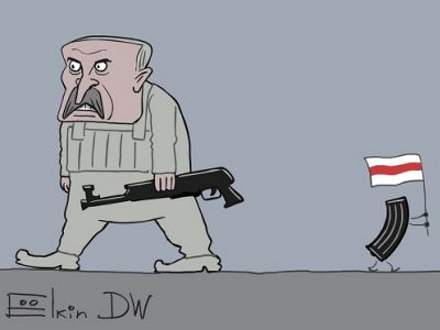 Лукашенко и магазин от автомата. Карикатура С.Елкина: dw.com