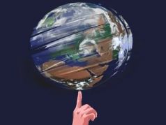 Земной шар и манипуляторы. Иллюстрация: novayagazeta.ru