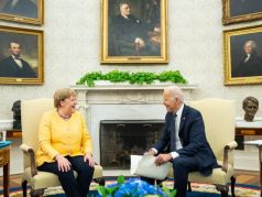 Ангела Меркель и Джо Байден. Фото: Doug Mills/Consolidated News Photo